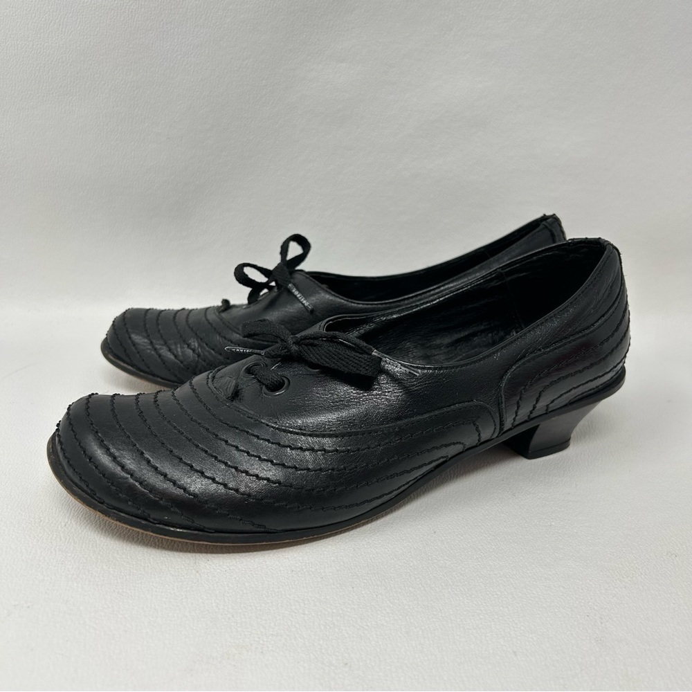 Destroy Made in Spain Black Leather Low Heel Stitch Lace Up Shoes, Women’s Sz 38